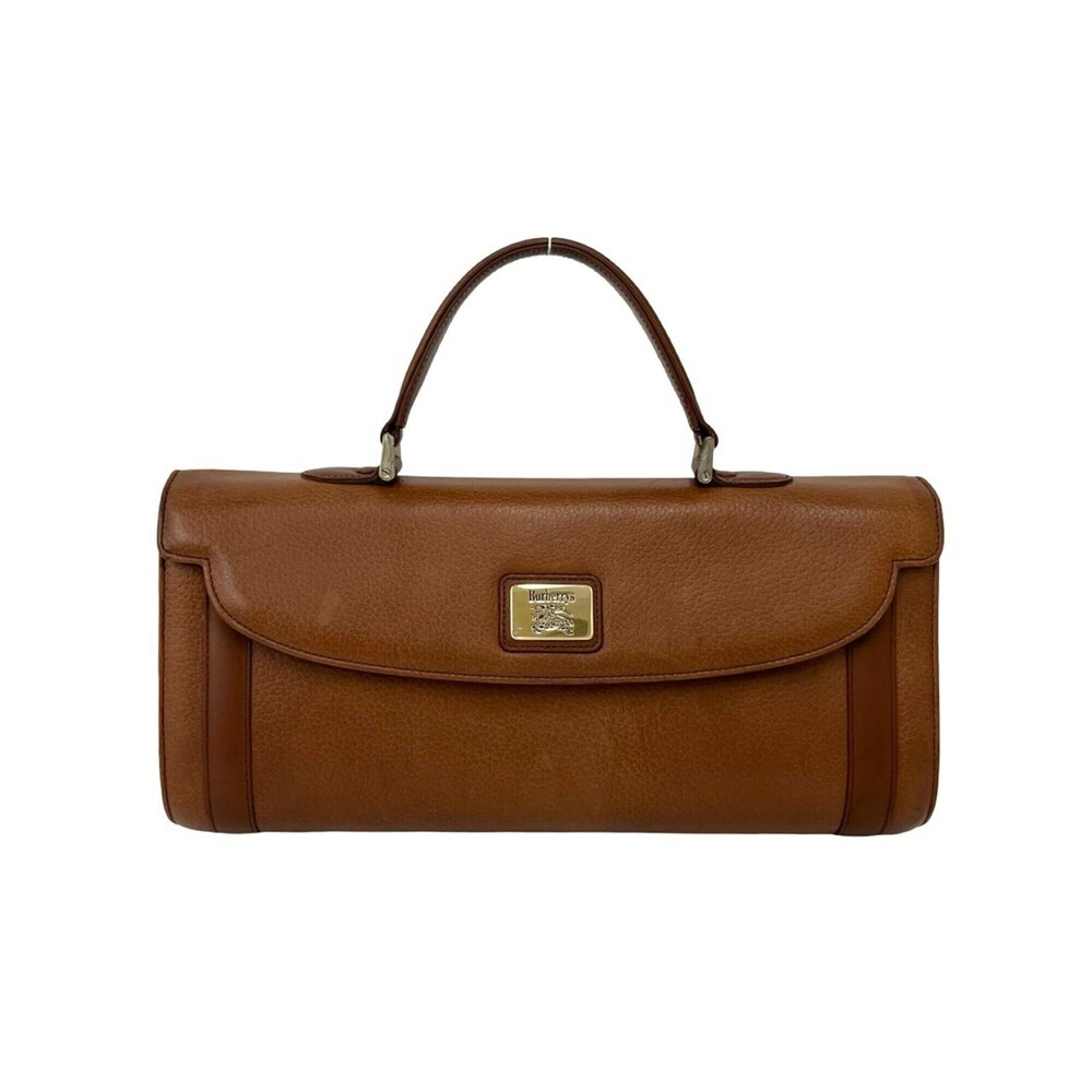 Burberrys Vintage Logo Hardware Nova Check Pattern Leather Handbag Mini Bosto...